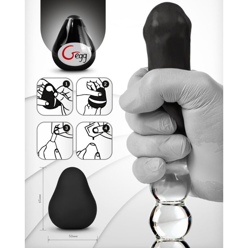 G-VIBE - SCHWARZES WIEDERVERWENDBARES MASTURBATOR-EI MIT TEXTUR