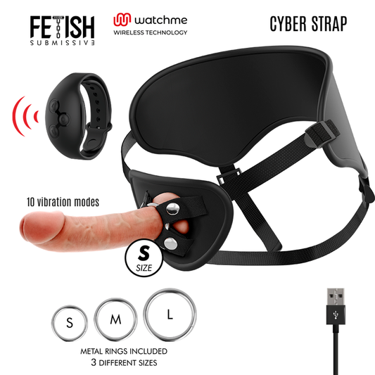 FETISH SUBMISSIVE CYBER STRAP – HARNESS MIT FERNBEDIENUNG DILDO-UHREN-TECHNOLOGIE