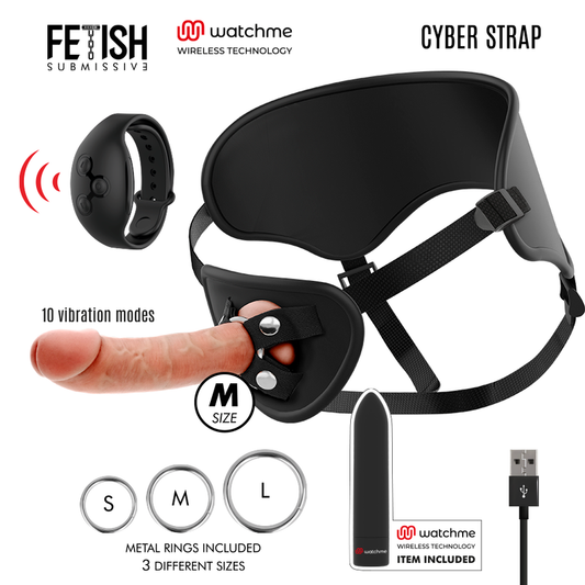 FETISH SUBMISSIVE CYBER STRAP - HARNESS MIT DILDO UND FERNBEDIENUNG BULLET WATCHME M TECHNOLOGIE