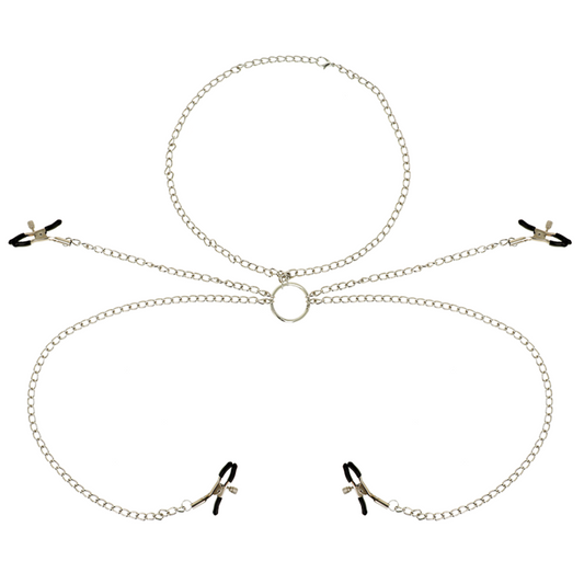 OHMAMA FETISH 4 NIPPELKLEMMEN MIT KETTENHALSKETTE