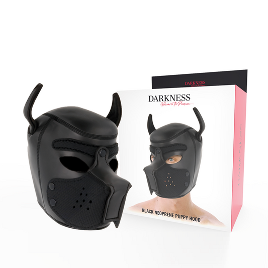 DARKNESS - HUNDEMASKE AUS NEOPREN MIT ABNEHMBAREM MAULE L