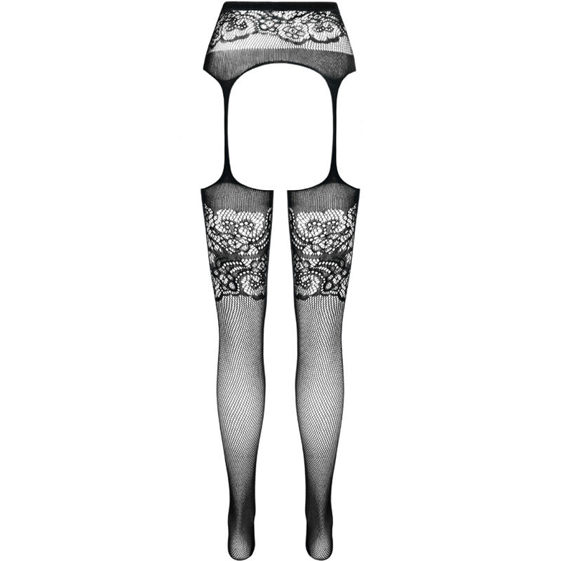 PASSION - S029 COLLANT NOIR AVEC JARRETIÈRE TAILLE UNIQUE