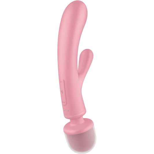 SATISFYER - MASSEUR VIBRATEUR LAPIN TRIPLE LOVER GRIS