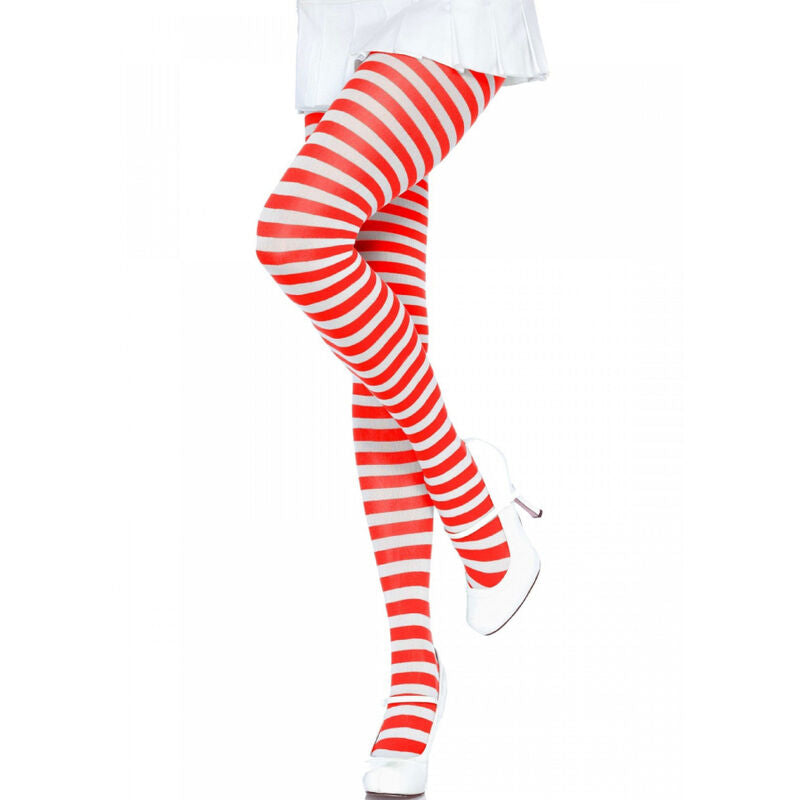 LEG AVENUE – WEISS/ROT GESTREIFTE STRUMPFHOSEN