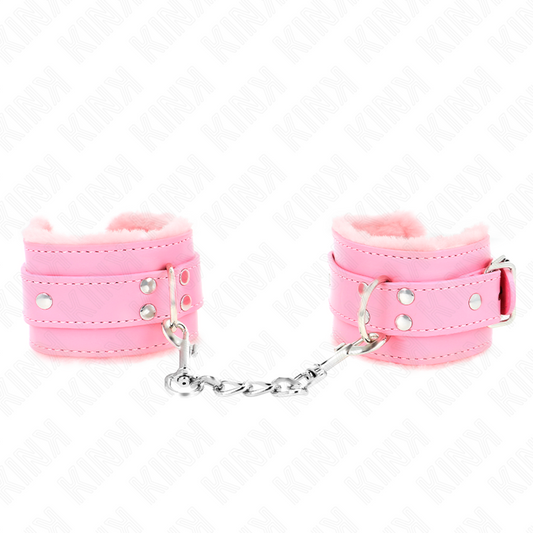 KINK – HANDGELENKSTÜTZE MIT ROSA FELLGEFÜTTERT UND VERSTELLBAREM ROSA GÜRTEL 17-29 CM X 6 CM