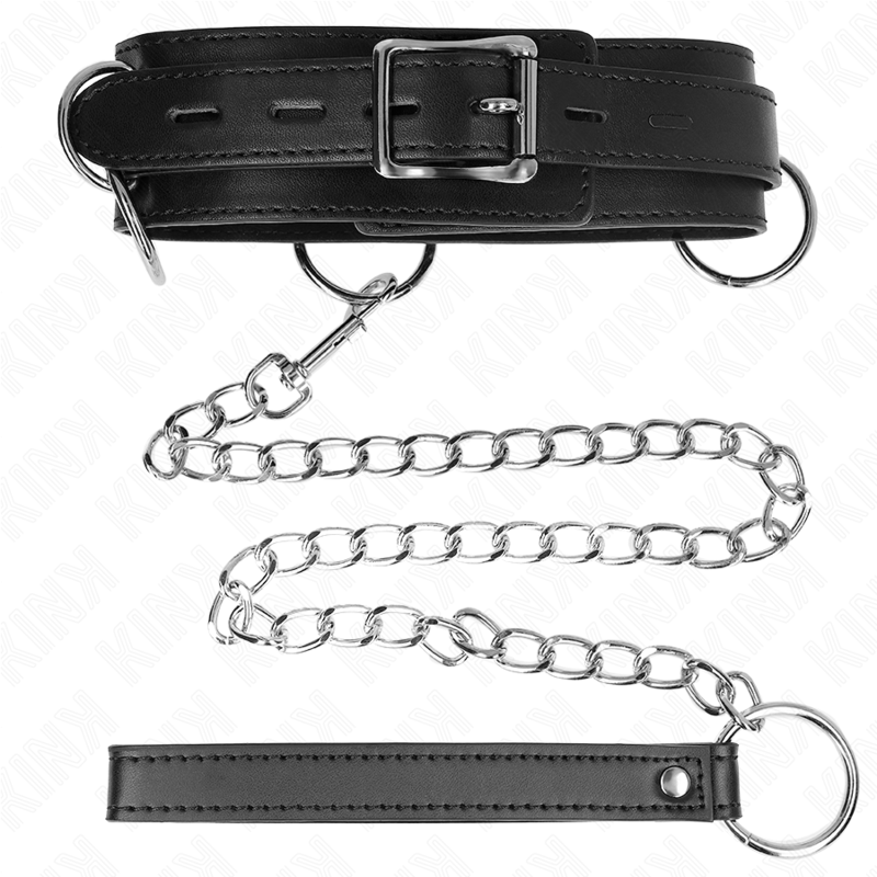 KINK – 3-RING-SKLAVENHALSBAND MIT RIEMEN 80 CM 53 X 5 CM