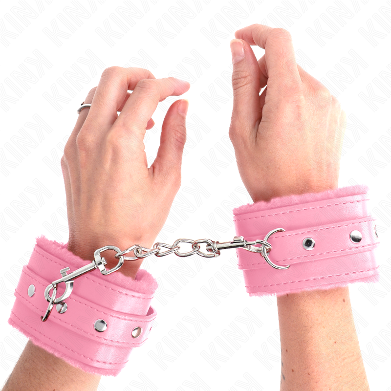 KINK – PREMIUM HANDGELENKSTÜTZE MIT ROSA FELLGEFÜTTERT UND VERSTELLBAREM ROSA GÜRTEL 17-29 CM X 6 CM