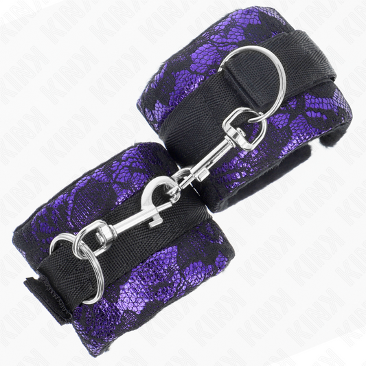 KINK – KURZE ARMBÄNDER AUS SAMTSPITZE UND LILA/SCHWARZEM NYLONBAND 23 X 6,5 CM