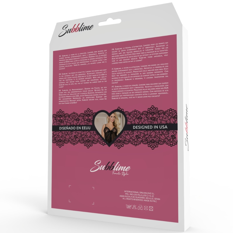 SUBBLIME - GARTER-GÜRTEL-HEMD MIT ROSA SCHLEIFE S/M