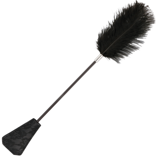 DUNKELHEIT - SCHWARZE DAMOUR-FEDERPEITZE 56 CM