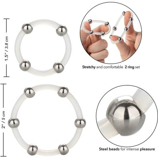 CALEXOTICS – SILIKONRING-SET MIT STAHLPERLEN