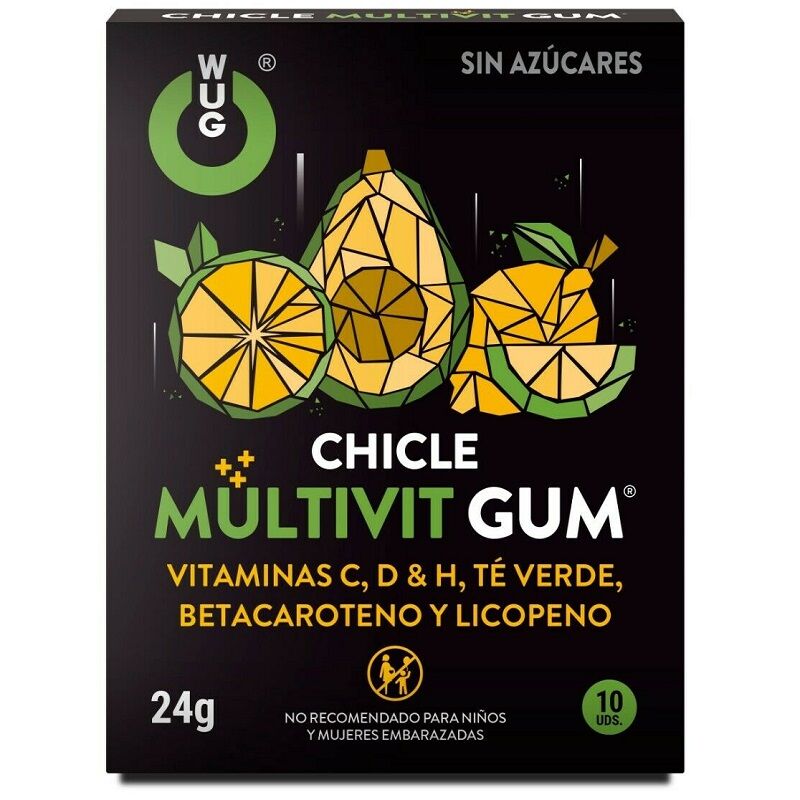 WUG GUM – MULTIVIT VITAMIN C, H, D, BETA-CAROTIN, LYCOPIN UND GRÜNER TEE 10 EINHEITEN