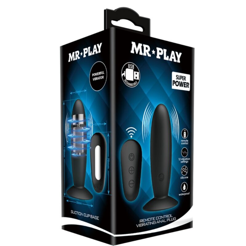 MR PLAY - ANALSTECKER MIT SCHWARZER VIBRATIONSFERNBEDIENUNG
