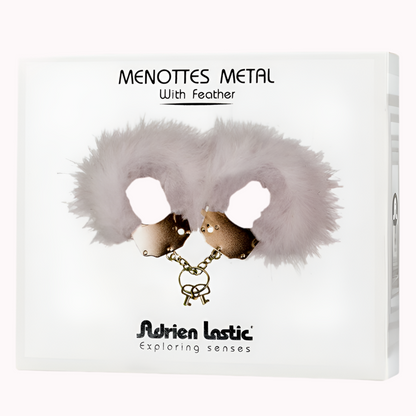 MENOTTES EN MÉTAL À PLUMES BLANCHES