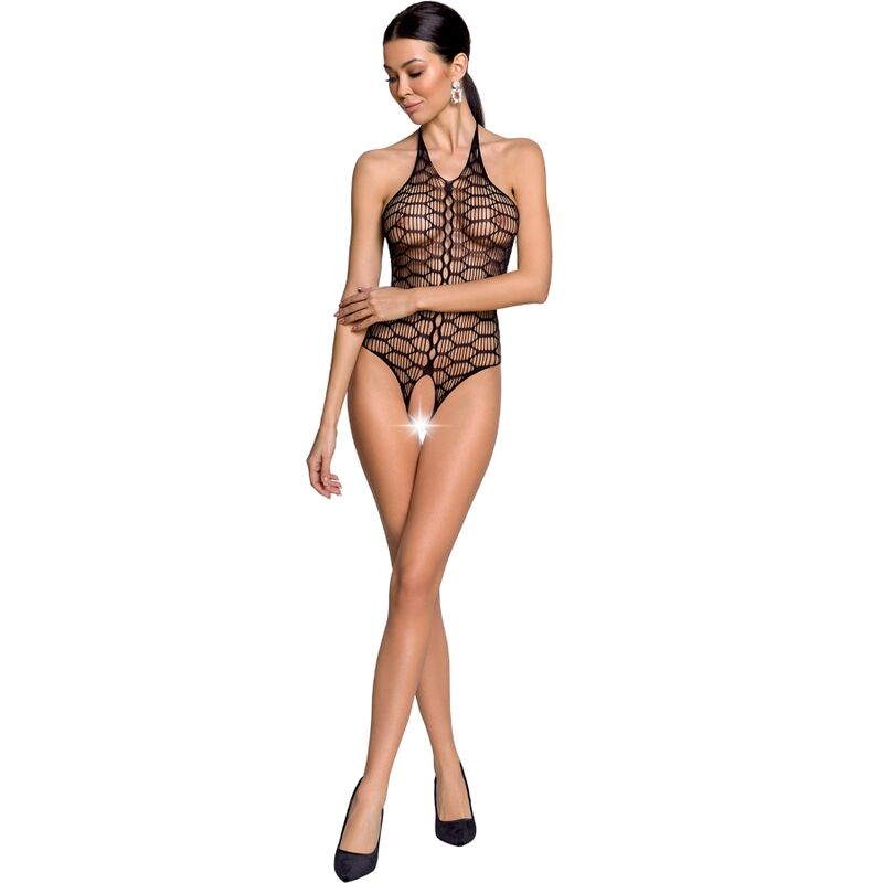 PASSION – DAMEN BS087 SCHWARZER BODYSTOCKING, EINE GRÖSSE