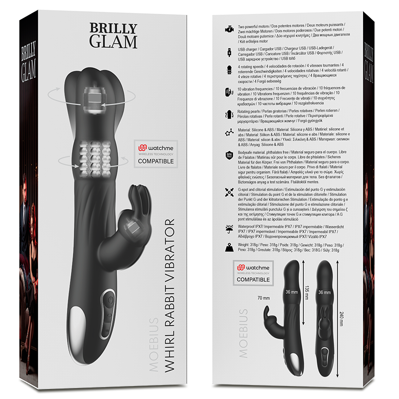 BRILLY GLAM MOEBIUS RABBIT VIBRATOR UND ROTATOR KOMPATIBEL MIT WATCHME WIRELESS TECHNOLOGY