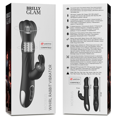 BRILLY GLAM MOEBIUS RABBIT VIBRATOR UND ROTATOR KOMPATIBEL MIT WATCHME WIRELESS TECHNOLOGY