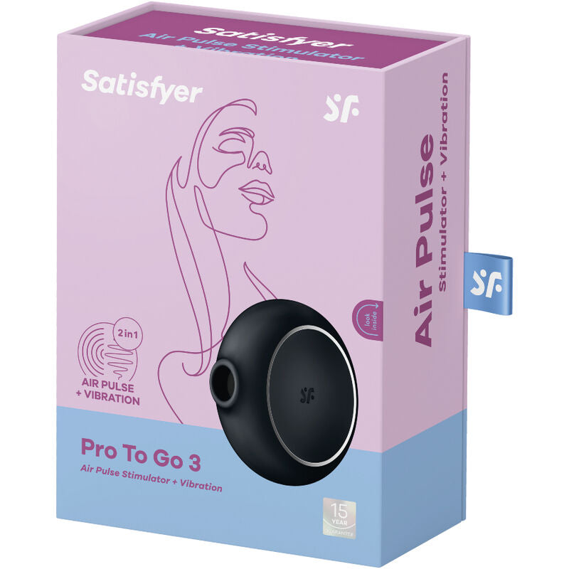 SATISFYER - STIMULATEUR ET VIBRATEUR DOUBLE AIR PULSE PRO TO GO 3 BLEU