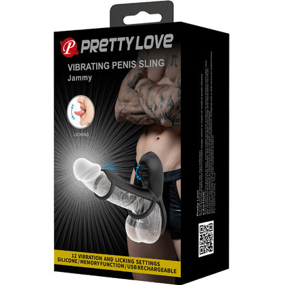 PRETTY LOVE - JAMMY 12 VIBRATIONS PENISHÜLLE MIT WIEDERAUFLADBARER SILIKONZUNGE