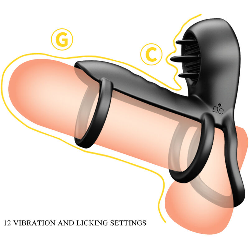 PRETTY LOVE - JAMMY 12 VIBRATIONS PENISHÜLLE MIT WIEDERAUFLADBARER SILIKONZUNGE