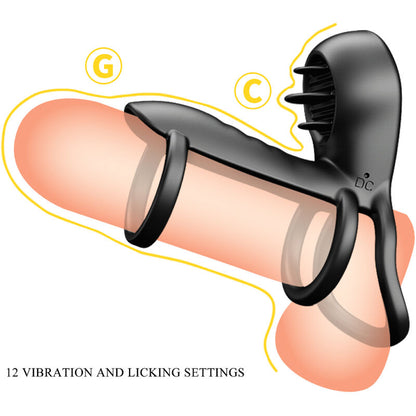 PRETTY LOVE - JAMMY 12 VIBRATIONS PENISHÜLLE MIT WIEDERAUFLADBARER SILIKONZUNGE