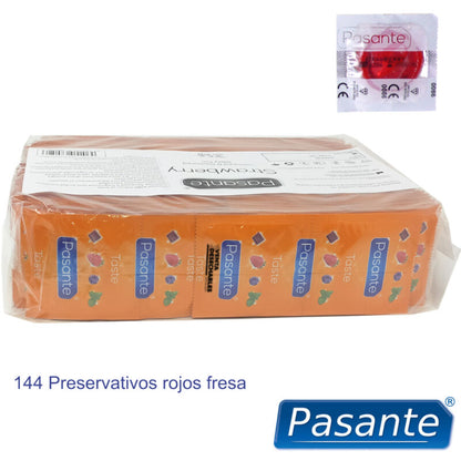 PASANTE - KONDOME MIT ERDBEERGESCHMACK, BEUTEL 144 EINHEITEN