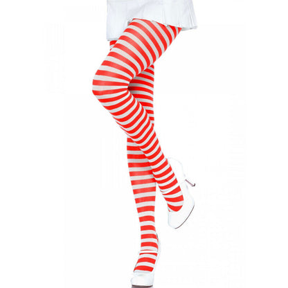 LEG AVENUE – WEISS/ROT GESTREIFTE STRUMPFHOSEN