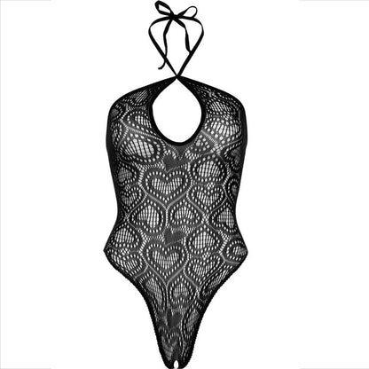 LEG AVENUE – SCHWARZER NAHTLOSER Neckholder-Bodysuit