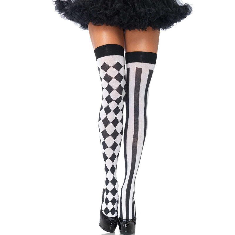 LEG AVENUE – SCHWARZ/WEIßE HARLEKIN-SOCKEN