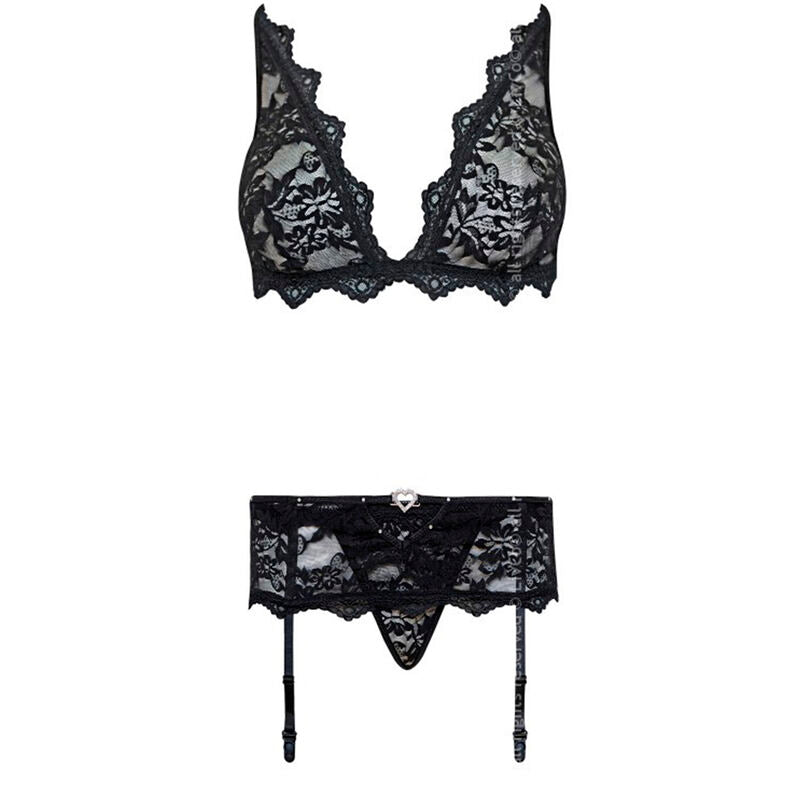 LIVCO CORSETTI FASHION - BELITA LC 90231 SOUTIEN-GORGE + CULOTTE + JARRETIÈRE NOIR L/XL