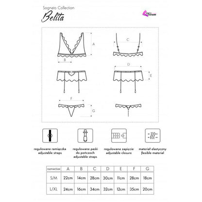 LIVCO CORSETTI FASHION - BELITA LC 90231 SOUTIEN-GORGE + CULOTTE + JARRETIÈRE NOIR L/XL