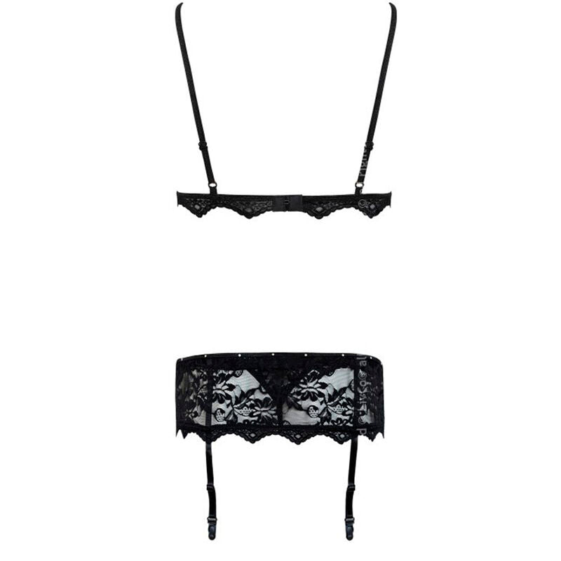 LIVCO CORSETTI FASHION - BELITA LC 90231 SOUTIEN-GORGE + CULOTTE + JARRETIÈRE NOIR L/XL