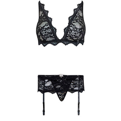 LIVCO CORSETTI FASHION - BELITA LC 90231 SOUTIEN-GORGE + CULOTTE + JARRETIÈRE NOIR L/XL