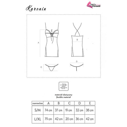 LIVCO CORSETTI FASHION - KARONIN LC 90628 CHEMISE + CULOTTE NOIR L/XL