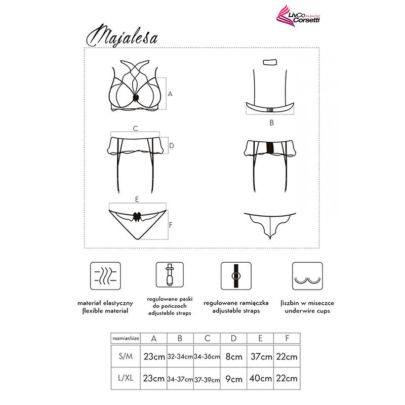 LIVCO CORSETTI FASHION - MAJALESA LC 90526 SOUTIEN-GORGE + JARRETIÈRE + CULOTTE NOIR L/XL
