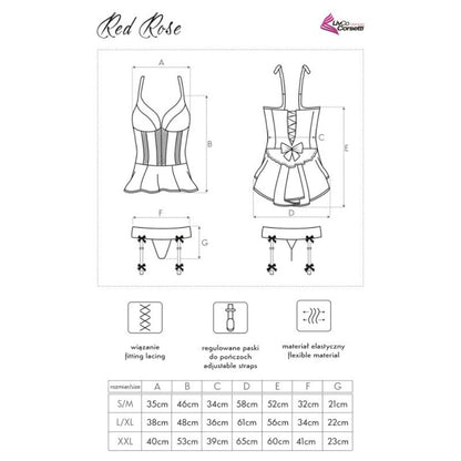 LIVCO CORSETTI FASHION - ROSE ROUGE LC 90130 CORSET + CULOTTE ROUGE L/XL