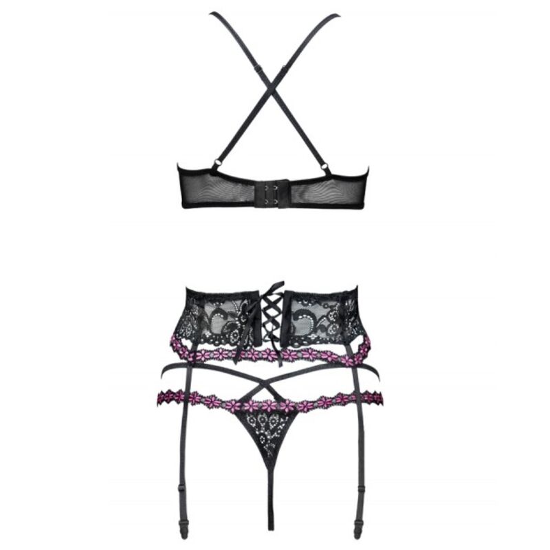 LIVCO CORSETTI FASHION - SNEHANA LC 90443 SOUTIEN-GORGE + JARRETIÈRE + CULOTTE NOIR L/XL