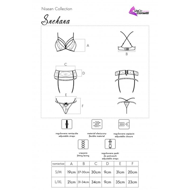 LIVCO CORSETTI FASHION - SNEHANA LC 90443 SOUTIEN-GORGE + JARRETIÈRE + CULOTTE NOIR L/XL