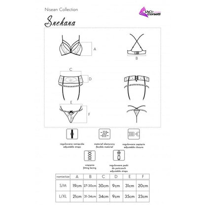LIVCO CORSETTI FASHION - SNEHANA LC 90443 SOUTIEN-GORGE + JARRETIÈRE + CULOTTE NOIR L/XL
