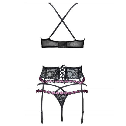 LIVCO CORSETTI FASHION - SNEHANA LC 90443 SOUTIEN-GORGE + JARRETIÈRE + CULOTTE NOIR L/XL