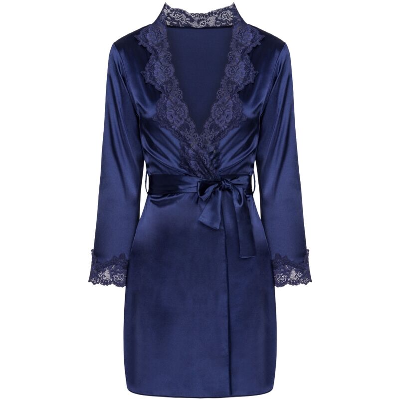LIVCO CORSETTI FASHION - JACQUELINE LC 90249 ROBE DE CHAMBRE + CHEMISE + CULOTTE BLEU MARINE L/XL