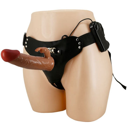 PRETTY LOVE - MARION UNIVERSAL SLIP HARNESS MIT VIBRIERENDEM DILDO 19 CM BRAUN