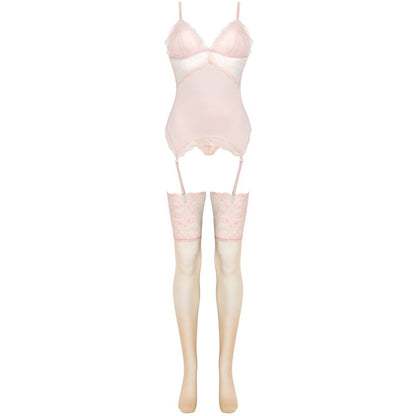 LIVCO CORSETTI FASHION - ENSEMBLE PERSINNE PÊCHE CORSET + CULOTTE + BAS