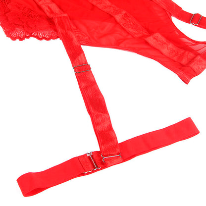SUBBLIME - TEDDY AVEC JARRETIÈRE DÉTAIL POITRINE ROUGE L/XL