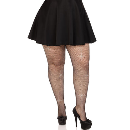 LEG AVENUE - BAS MAILLE CRISTALISÉE CARAMEL GRANDE TAILLE