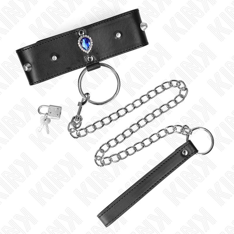 KINK – 65 cm lange Halskette mit verstellbarem Armband mit blauen Diamanten, 36–43 cm x 5 cm