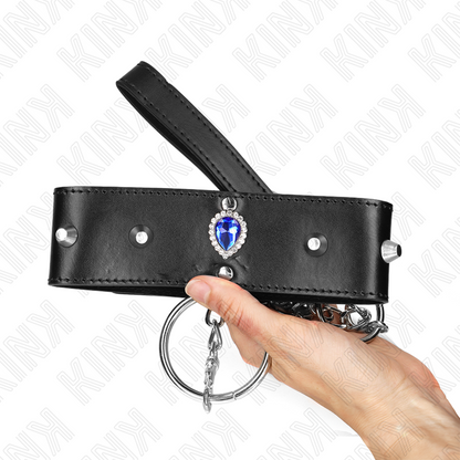 KINK – 65 cm lange Halskette mit verstellbarem Armband mit blauen Diamanten, 36–43 cm x 5 cm
