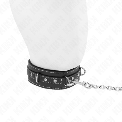 KINK – PVC-LEDER-HALSKETTE MIT GÜRTEL 105 CM STRASSNIET 41,5 X 4 CM
