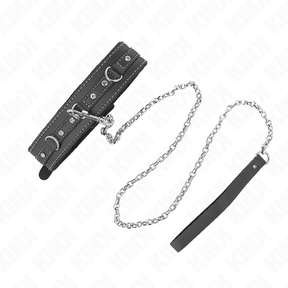KINK – PVC-LEDER-HALSKETTE MIT GÜRTEL 105 CM STRASSNIET 41,5 X 4 CM