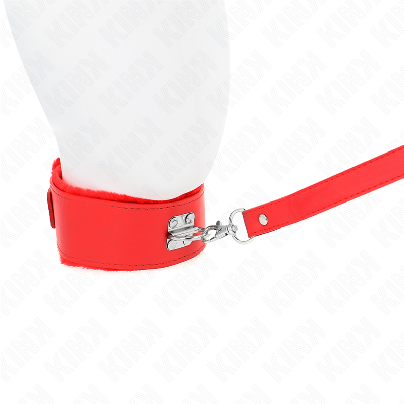 KINK - HALSBAND MIT LEINE 116 CM MIT SILBERNEN NIETEN MODELL 4 ROT, VERSTELLBAR 40-48 CM X 6 CM